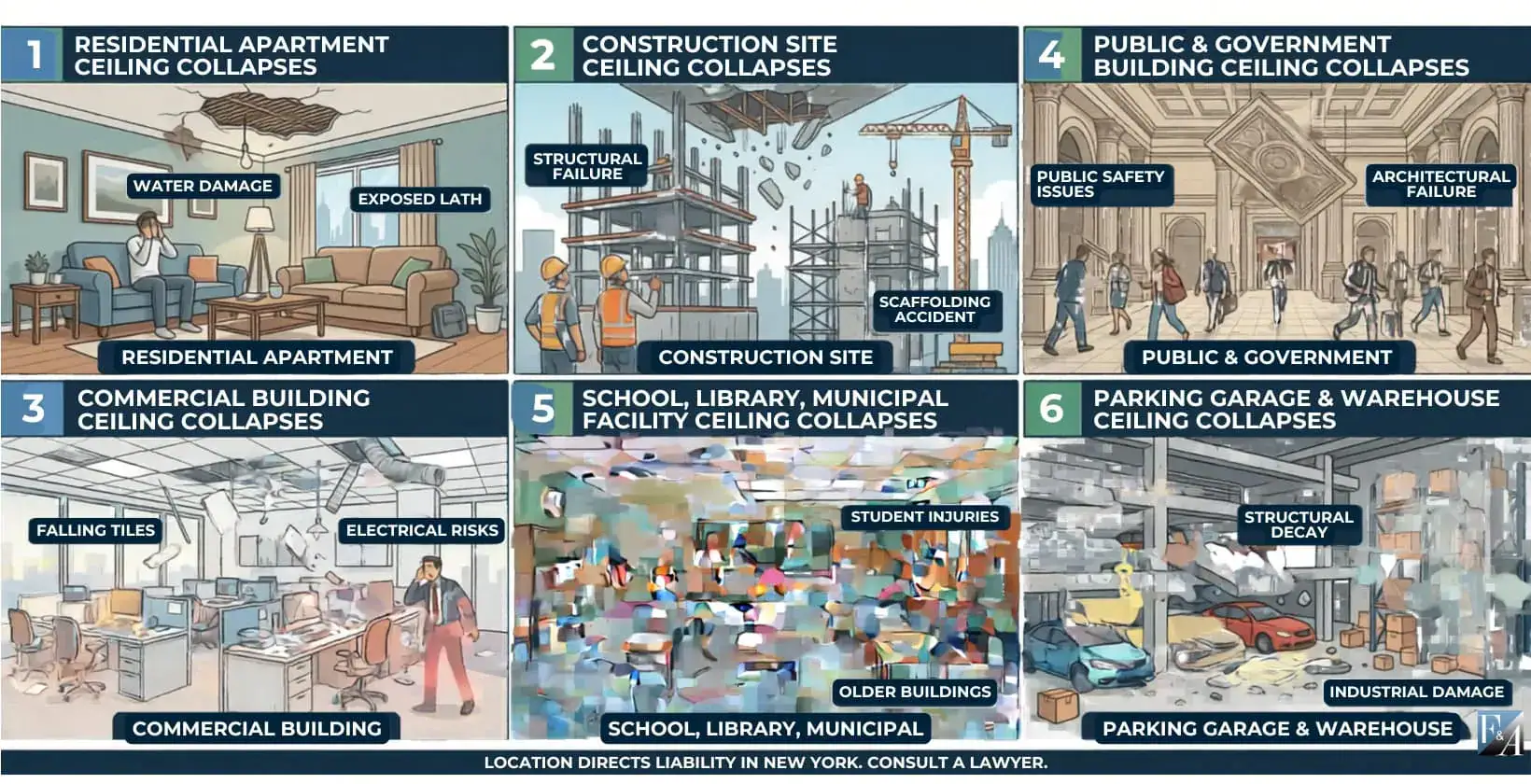Types of Ceiling Collapse Accidents by Location