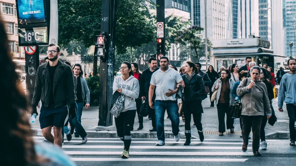Pedestrian crossing the road