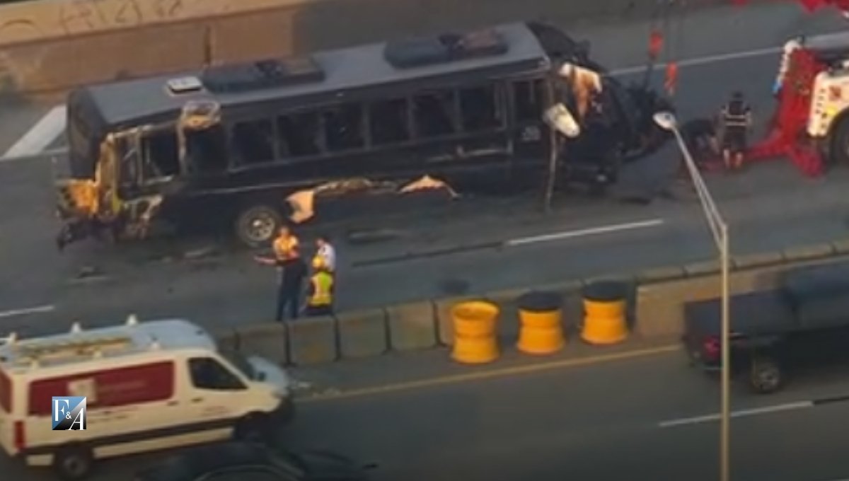 Coach Bus Overturns on Long Island Expressway