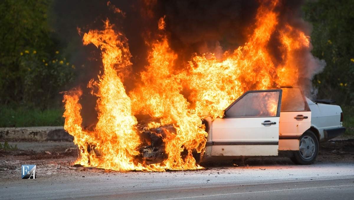 Motorist Trapped in Burning Car